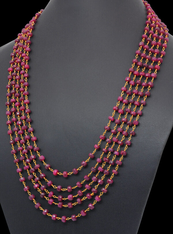 5 Rows Of Ruby Gemstone Faceted Bead Necklace NP-1480