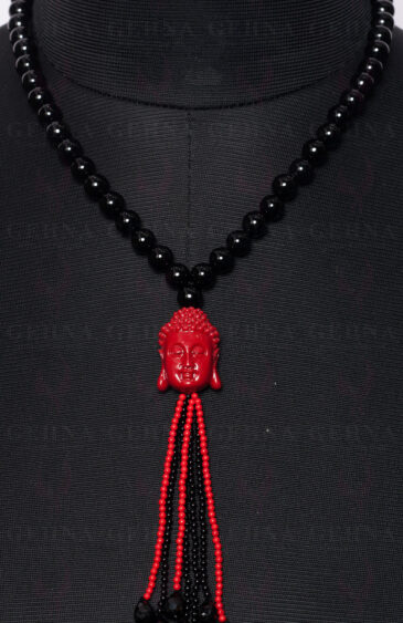 Black Onyx & Red Jasper Gemstone Cabochon Necklace NS-1481