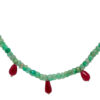 Emerald Gemstone & Ruby Drops Beaded Necklace NP-1482