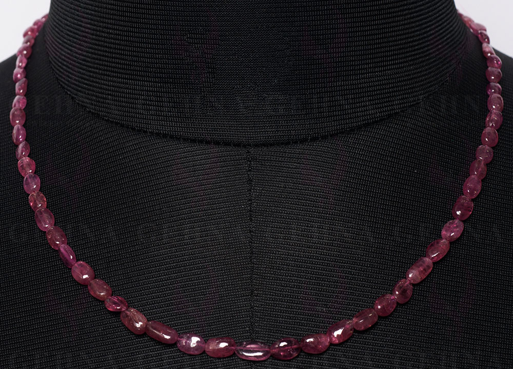 Pink Tourmaline Gemstone Oval Shaped Necklace NS-1483