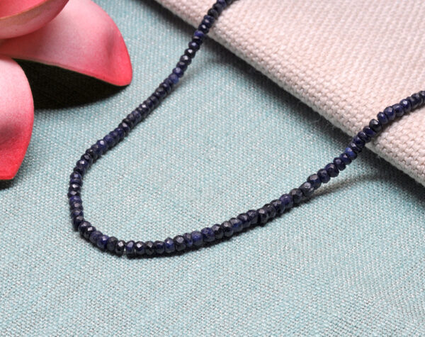 Blue Sapphire Gemstone Faceted Bead Necklace NP-1483