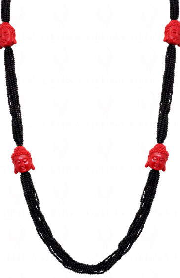 Black Onyx & Red Jasper Gemstone Bead Necklace NS-1484