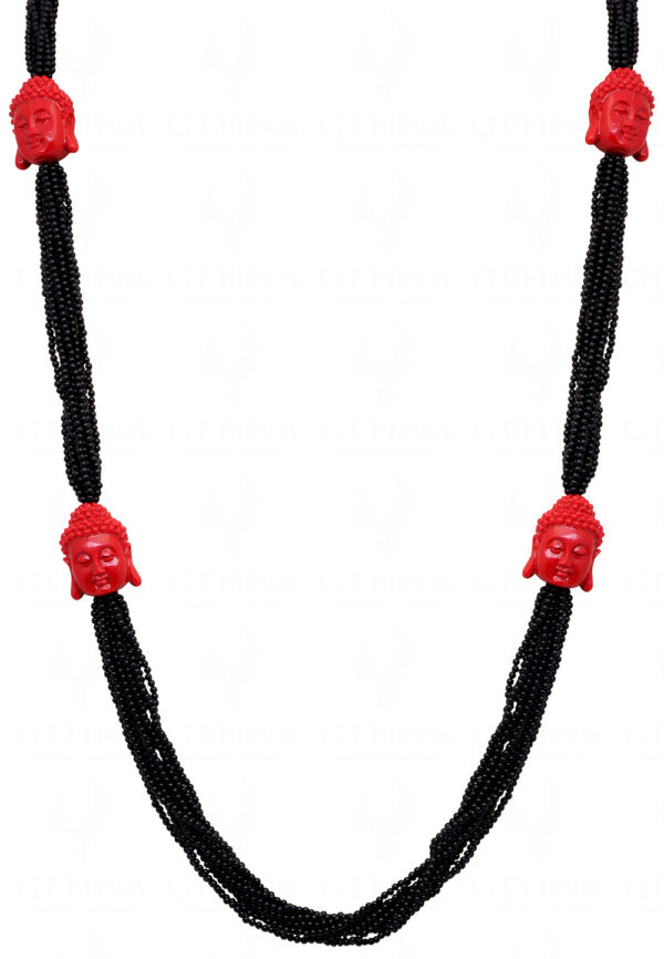 Black Onyx & Red Jasper Gemstone Bead Necklace NS-1484