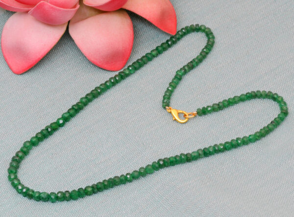 Glass Filled Emerald Gemstone Faceted Bead Necklace NP-1484