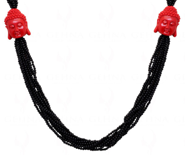 Black Onyx & Red Jasper Gemstone Bead Necklace NS-1484