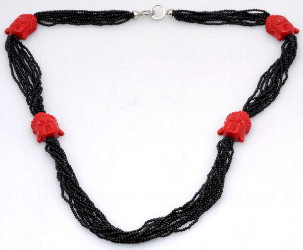 Black Onyx & Red Jasper Gemstone Bead Necklace NS-1484