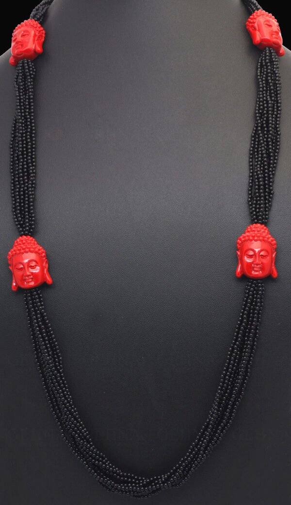 Black Onyx & Red Jasper Gemstone Bead Necklace NS-1484