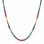 Ruby Emerald Sapphire Gemstone Faceted Bead Necklace NP-1485