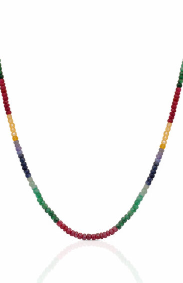 Ruby Emerald Sapphire Gemstone Faceted Bead Necklace NP-1485