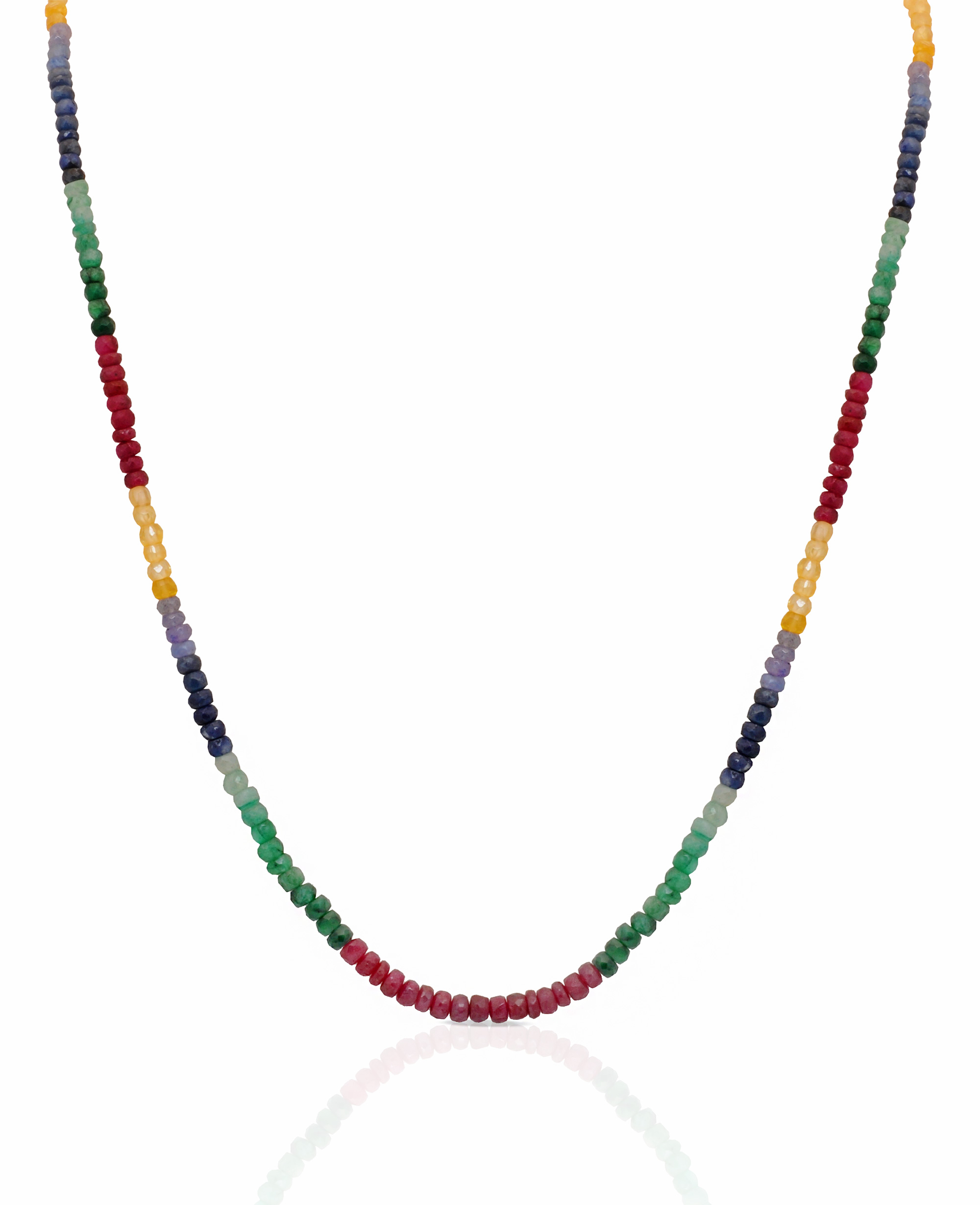 Ruby Emerald Sapphire Gemstone Faceted Bead Necklace NP-1485