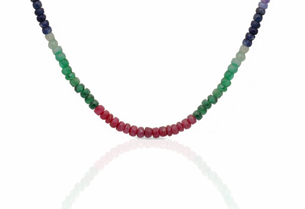 Ruby Emerald Sapphire Gemstone Faceted Bead Necklace NP-1485