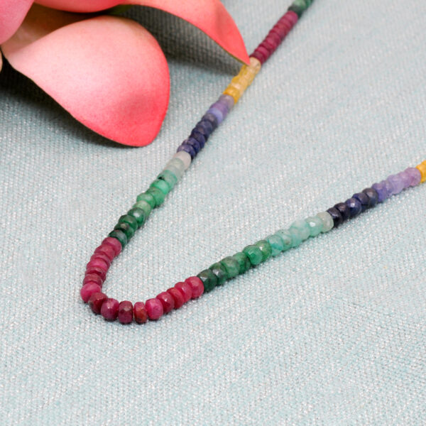 Ruby Emerald Sapphire Gemstone Faceted Bead Necklace NP-1485