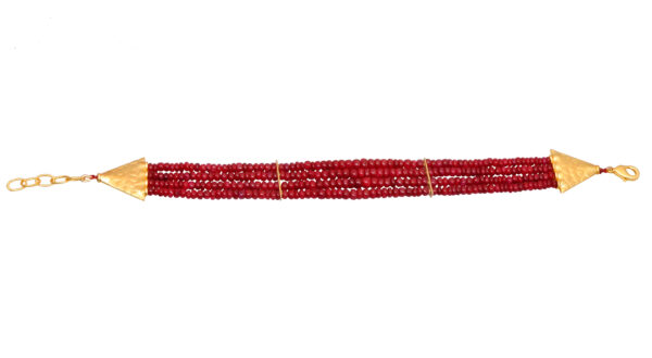 5 Rows Of Ruby Gemstone Choker Styled Necklace NP-1486