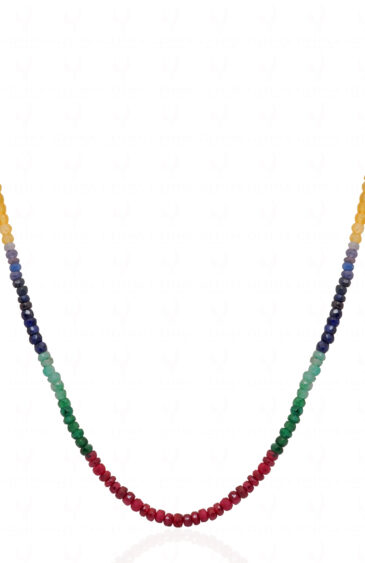 Ruby Emerald Sapphire Gemstone Faceted Bead Necklace NP-1487
