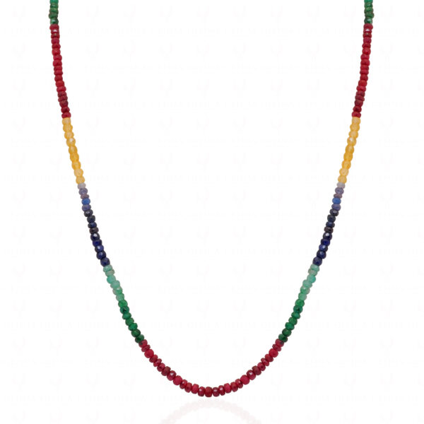 Ruby Emerald Sapphire Gemstone Faceted Bead Necklace NP-1487