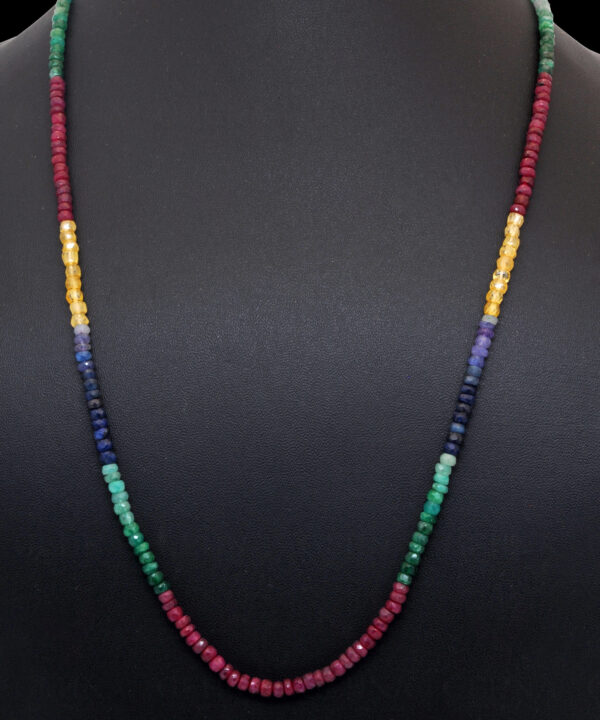 Ruby Emerald Sapphire Gemstone Faceted Bead Necklace NP-1487