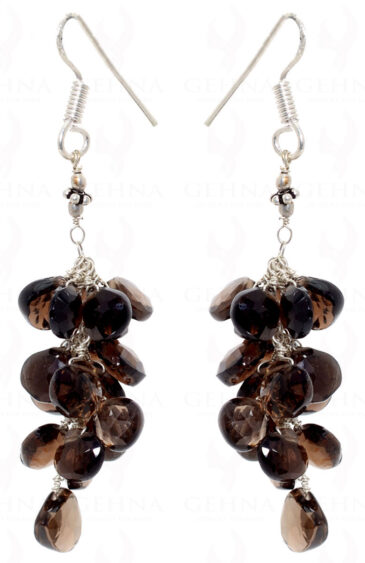 Natural Smoky Quartz Gemstone Earrings Made In .925 Sterling Silver ES-1488
