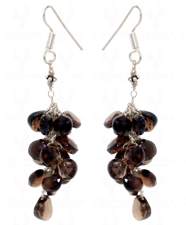 Natural Smoky Quartz Gemstone Earrings Made In .925 Sterling Silver ES-1488