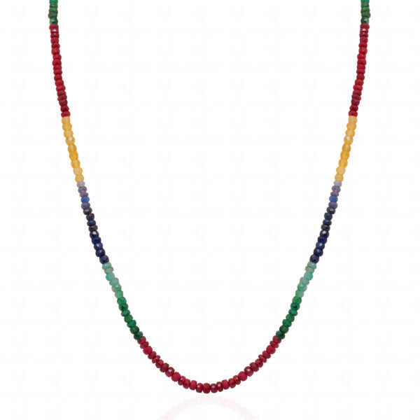 Ruby Emerald Sapphire Gemstone Faceted Bead Necklace NP-1488