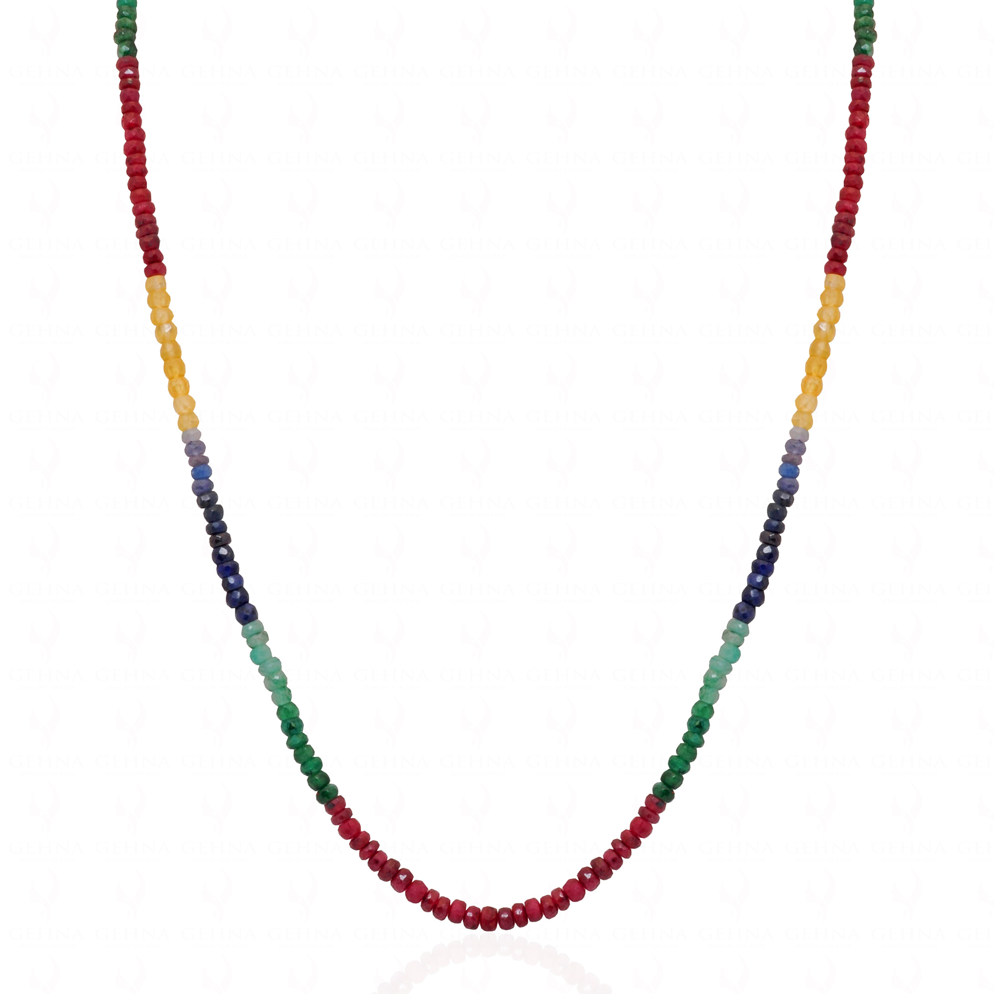 Ruby Emerald Sapphire Gemstone Faceted Bead Necklace NP-1488