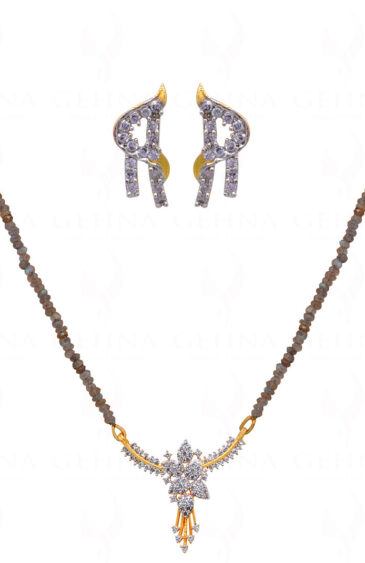 Labradorite Gemstone Bead Necklace with Pendant & Earrings NS-1488
