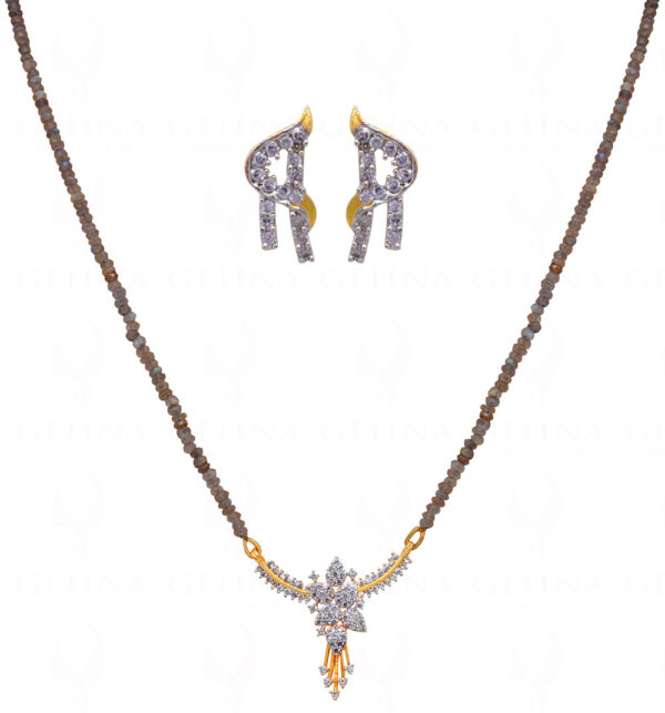 Labradorite Gemstone Bead Necklace with Pendant & Earrings NS-1488