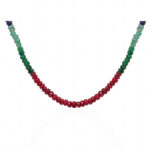 Ruby Emerald Sapphire Gemstone Faceted Bead Necklace NP-1488