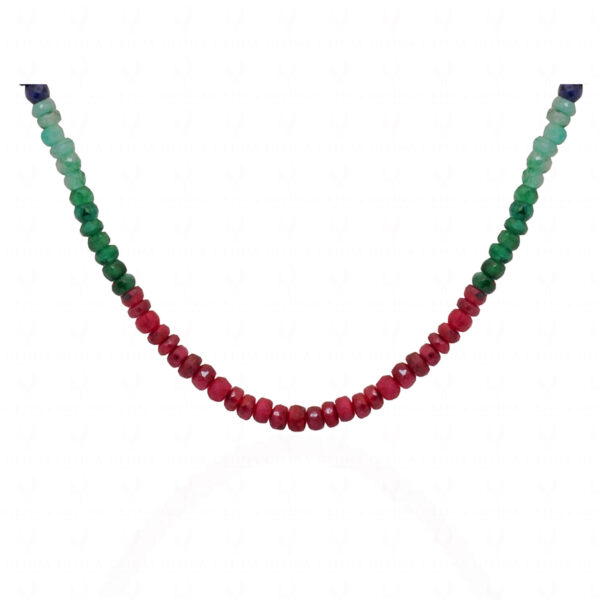 Ruby Emerald Sapphire Gemstone Faceted Bead Necklace NP-1488