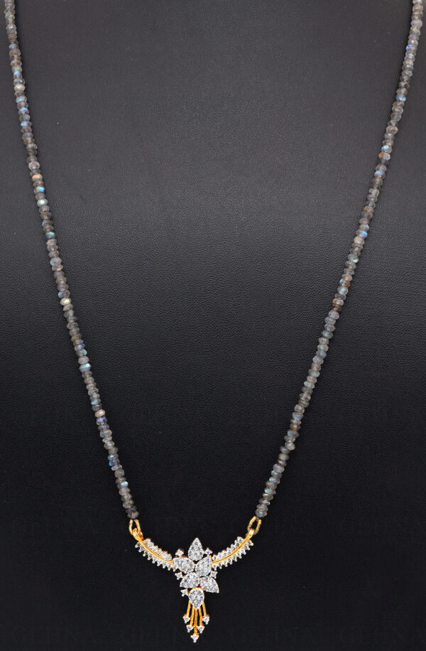 Labradorite Gemstone Bead Necklace with Pendant & Earrings NS-1488