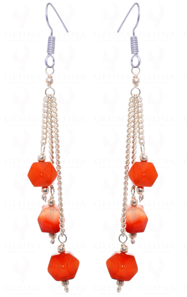 Natural Onyx Gemstone Faceted Bead Earrings Made In .925 Sterling Silver ES-1489