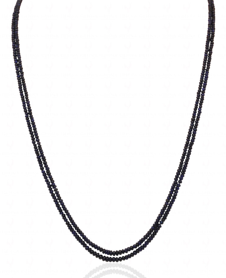 2 Rows Of Blue Sapphire Gemstone Faceted Bead Necklace NP-1489