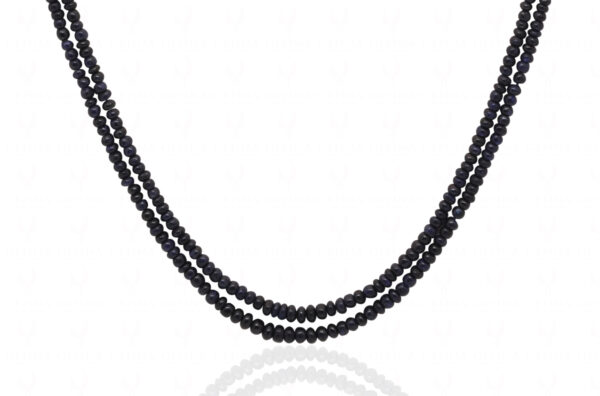 2 Rows Of Blue Sapphire Gemstone Faceted Bead Necklace NP-1489