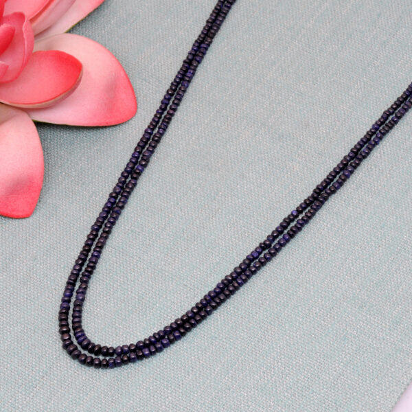 2 Rows Of Blue Sapphire Gemstone Faceted Bead Necklace NP-1489