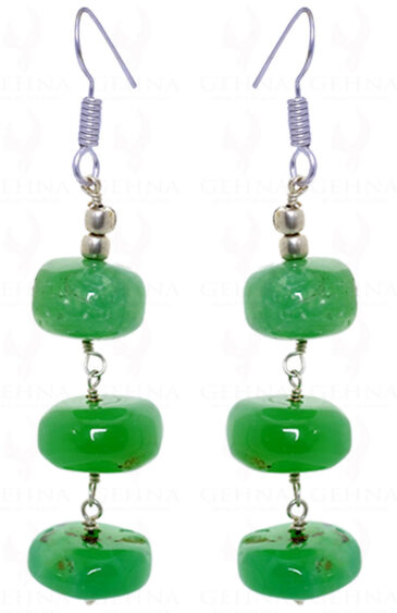 Wow – Natural Green Jade Gemstone Beautiful Earrings Made In .925 Silver ES-1490
