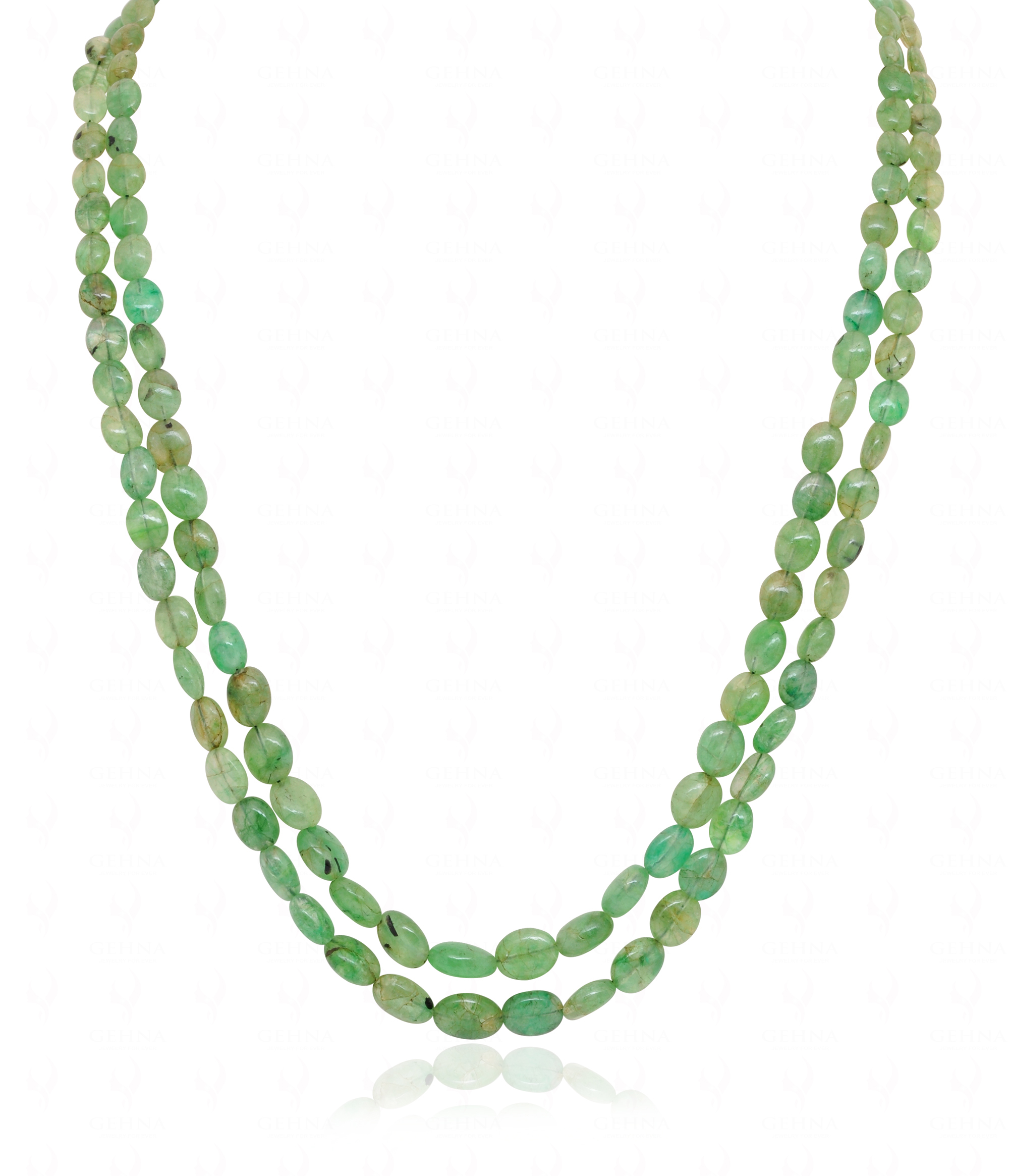 Emerald Gemstone Oval Bead Necklace NP-1490