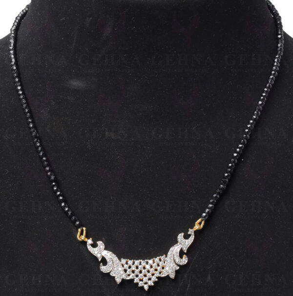 Black Onyx Gemstone Round Beads Necklace With Earrings & Pendant Set NS-1490