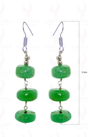 Wow – Natural Green Jade Gemstone Beautiful Earrings Made In .925 Silver ES-1490