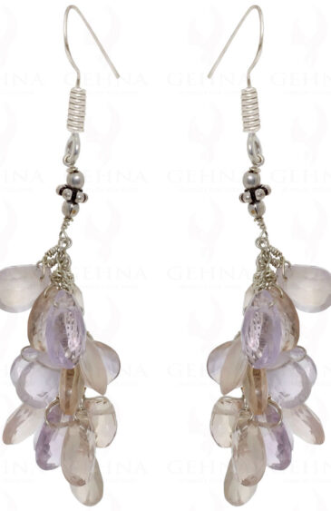 Ametrine Gemstone Faceted Almond Shape Bead Earrings Made In .925 Silver ES-1491