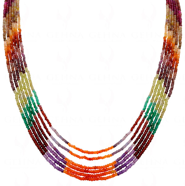 6 Rows of Amethyst & Rainbow MooNS-tone Faceted Bead Gemstone Necklace NS-1491
