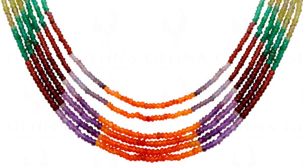 6 Rows of Amethyst & Rainbow MooNS-tone Faceted Bead Gemstone Necklace NS-1491