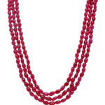3 Rows Of Ruby Gemstone Oval Bead Necklace NP-1493
