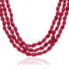 3 Rows Of Ruby Gemstone Oval Bead Necklace NP-1493