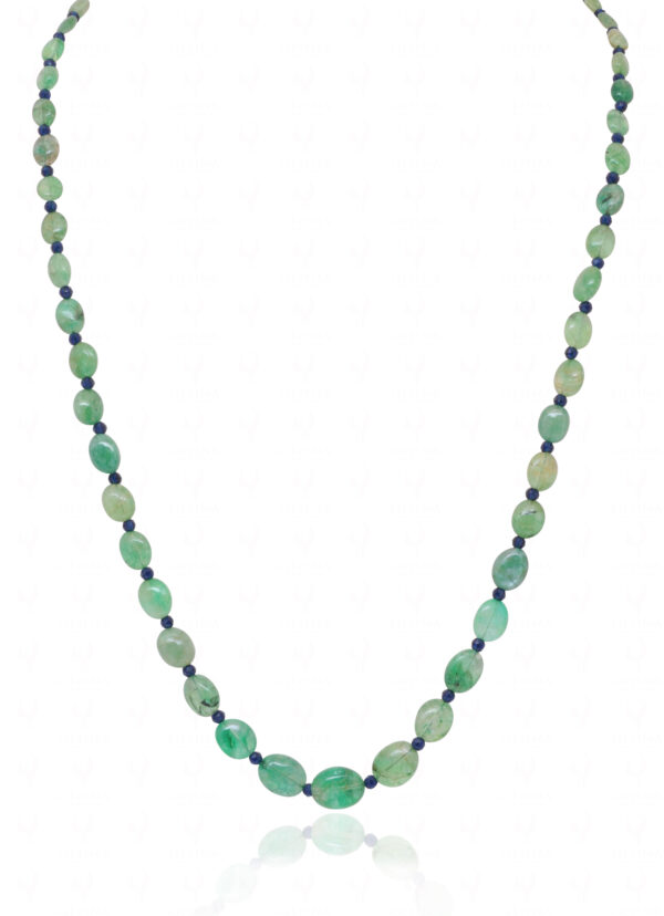 Emerald & Black Spinel Gemstone Bead Necklace For Women NP-1495