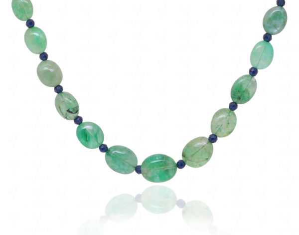 Emerald & Black Spinel Gemstone Bead Necklace For Women NP-1495