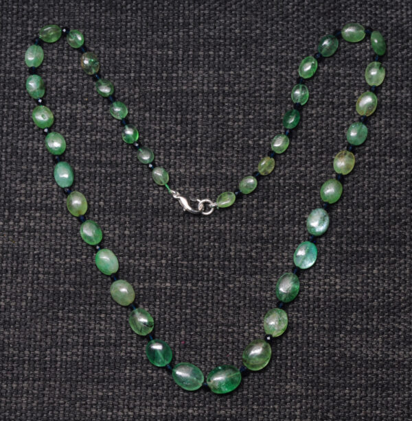 Emerald & Black Spinel Gemstone Bead Necklace For Women NP-1495