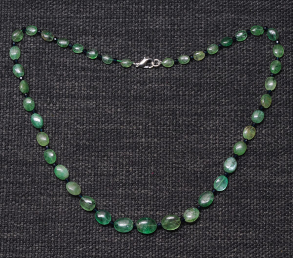 Emerald & Black Spinel Gemstone Bead Necklace For Women NP-1495