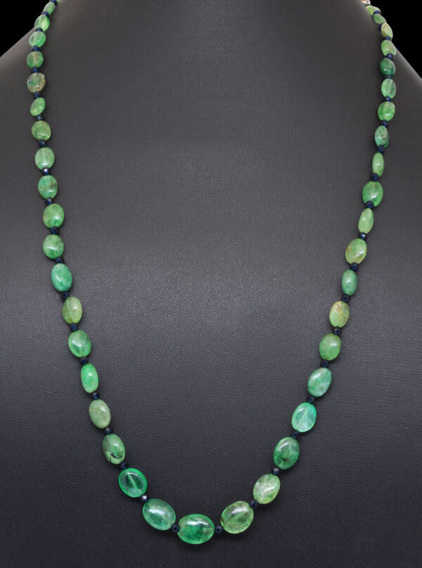 Emerald & Black Spinel Gemstone Bead Necklace For Women NP-1495