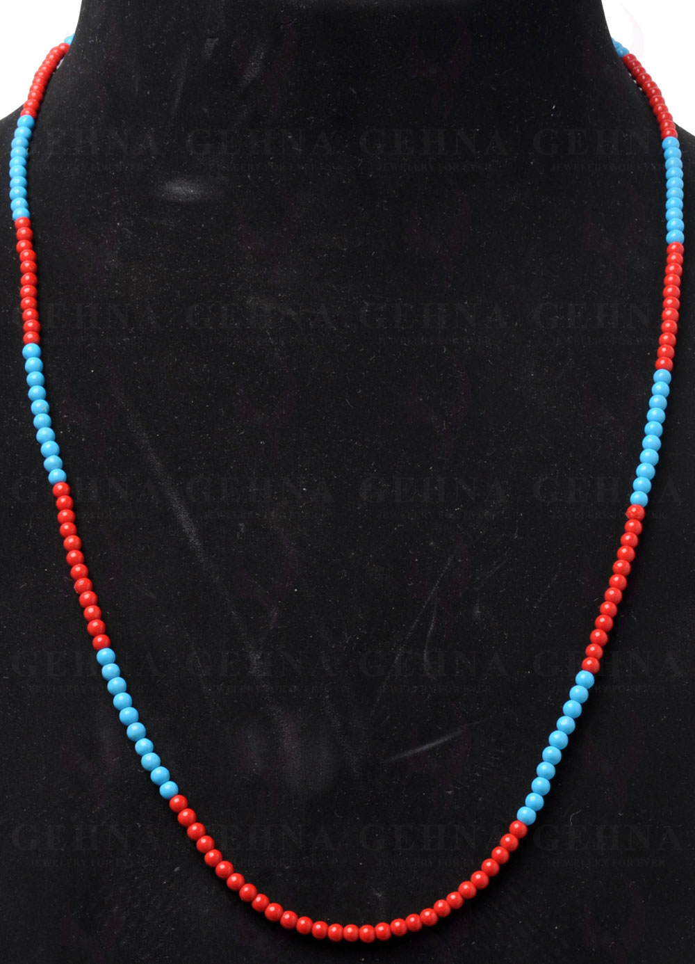 24" Inches of Red Jasper & Turquoise Gemstone Bead Necklace NS-1496