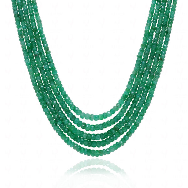 5 Rows Of Beautiful Emerald Gemstone Faceted Bead Necklace For Women NP-1496