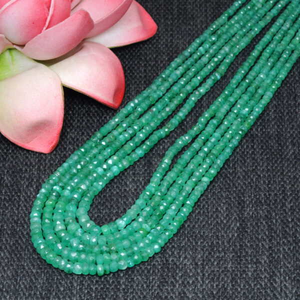 5 Rows Of Beautiful Emerald Gemstone Faceted Bead Necklace For Women NP-1496